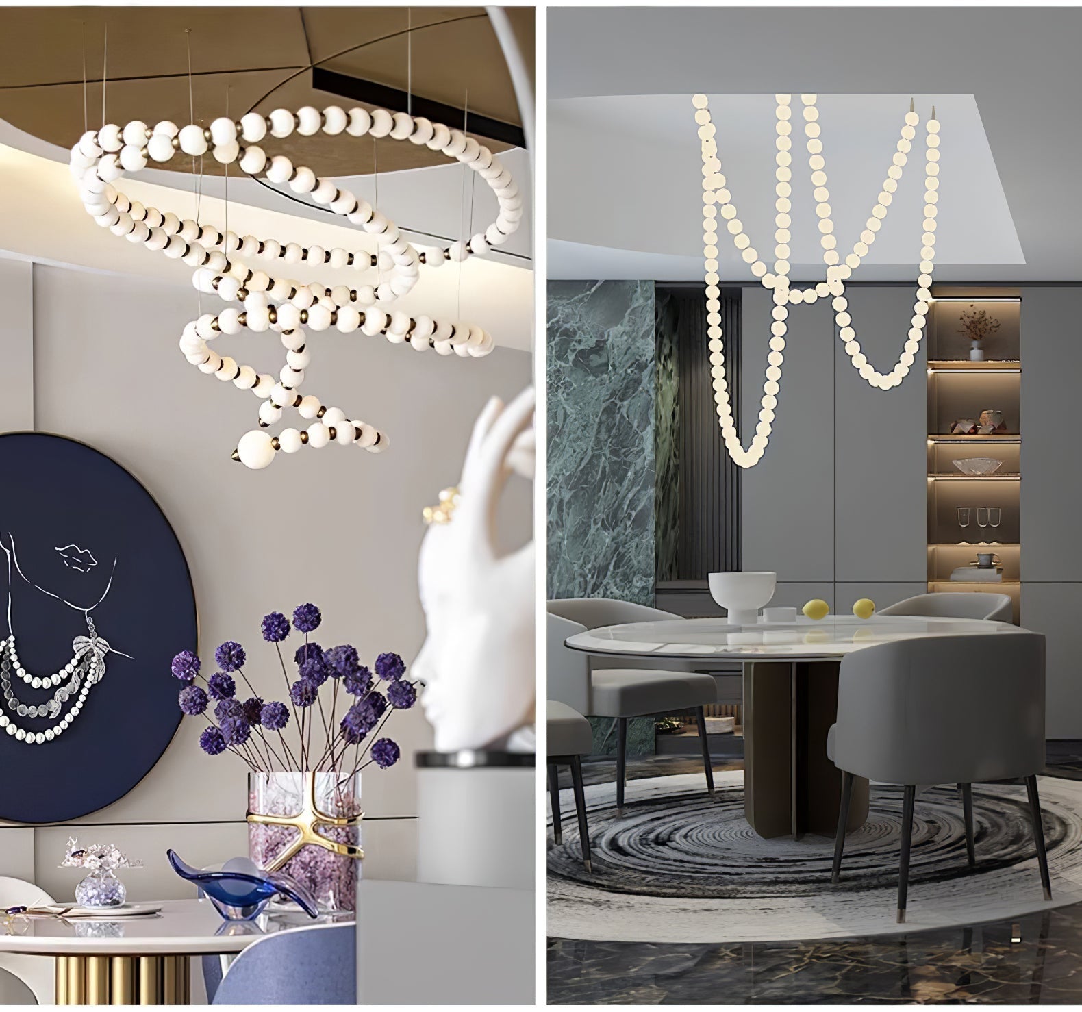Pearl Glass Necklace Balls Chandelier