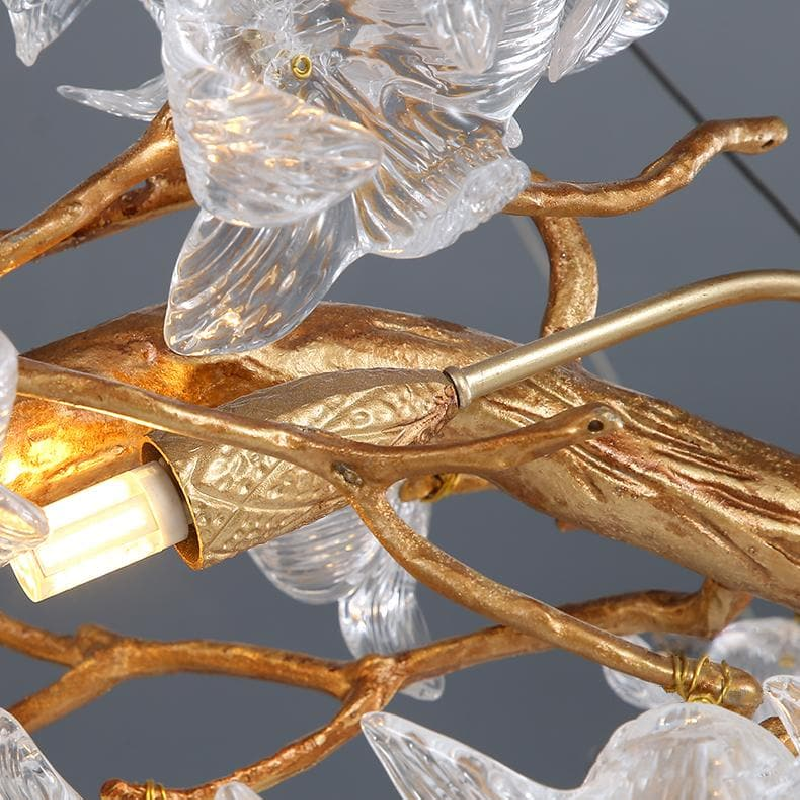 Modern Flower Crystal Round Brass Branch Chandelier by Bling Lighting Studio