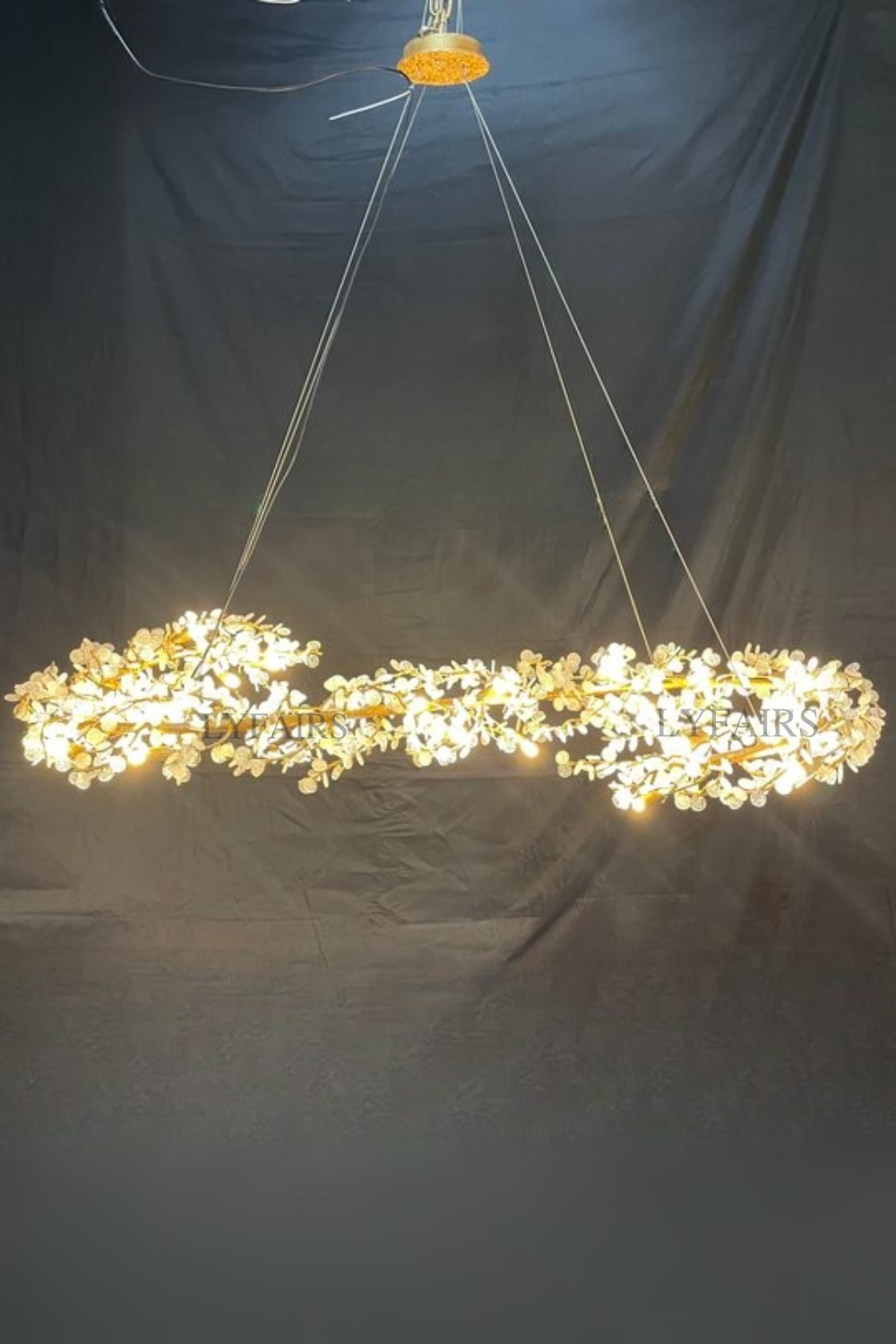 Elegant Brass Branch Chandelier Crystal Leaves Pendant Light For Living/ Bedroom Decor by Bling Lighting Studio