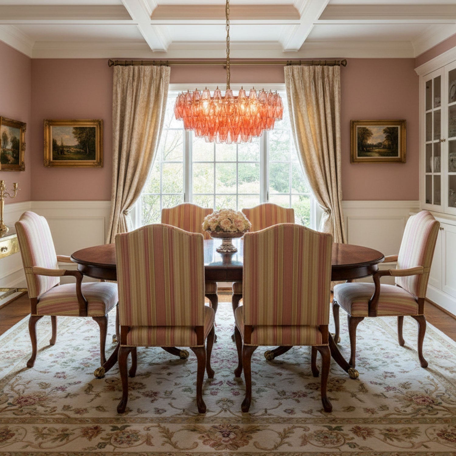 Murano Poliedri Pink Polygon Drop Chandelier product image