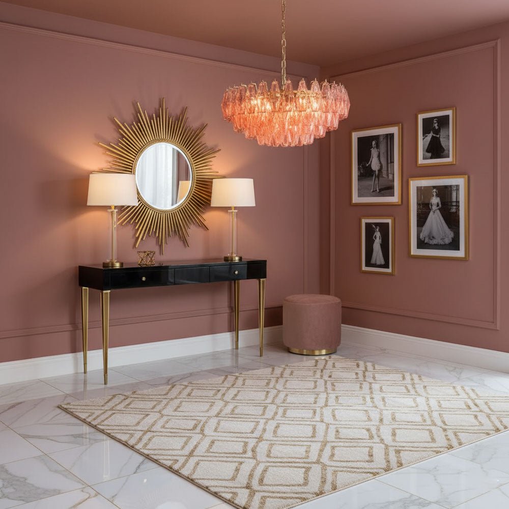 Murano Poliedri Pink Polygon Drop Chandelier product image