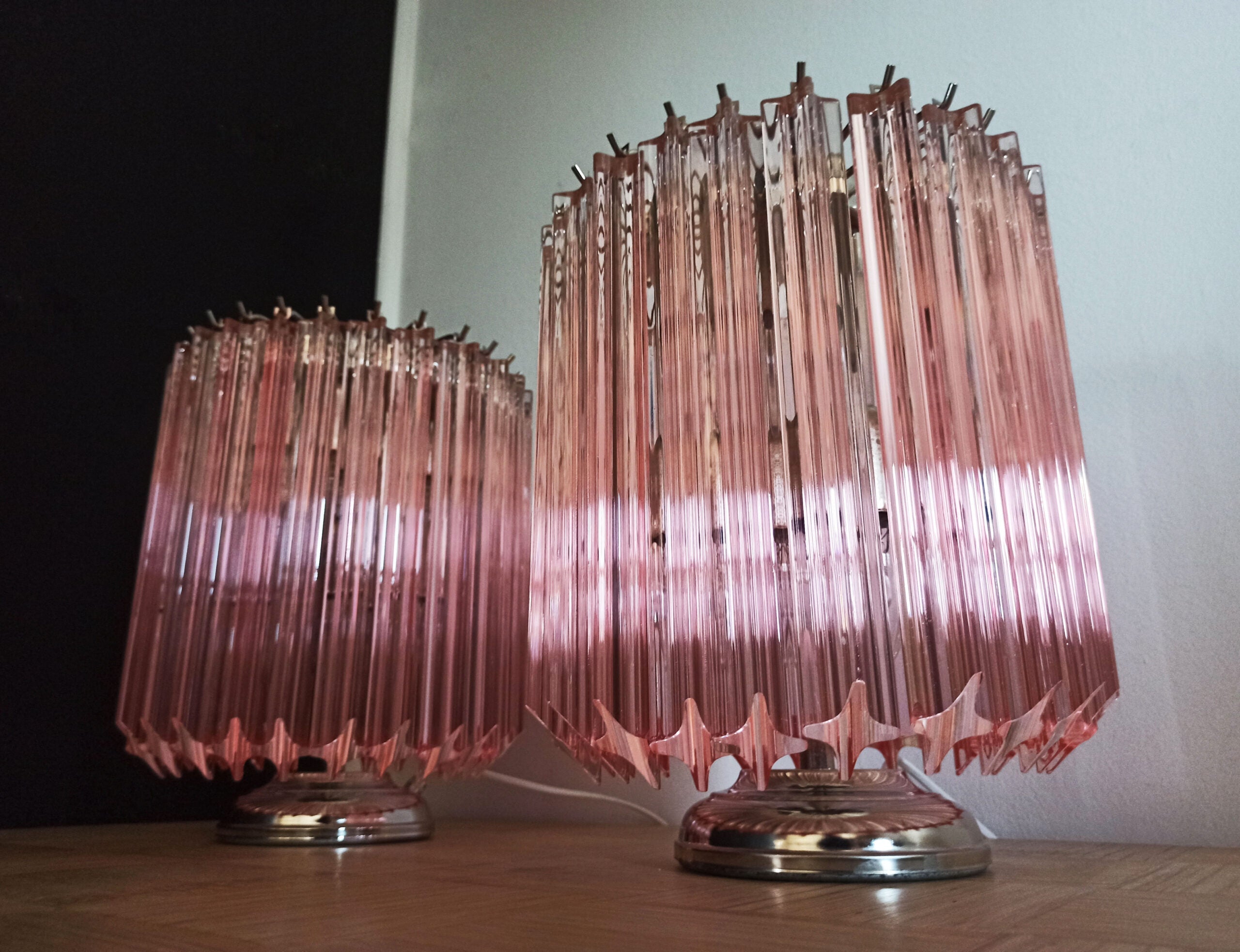 Murano Table Lamp | 24 Pink Prism Glass | Set of 2