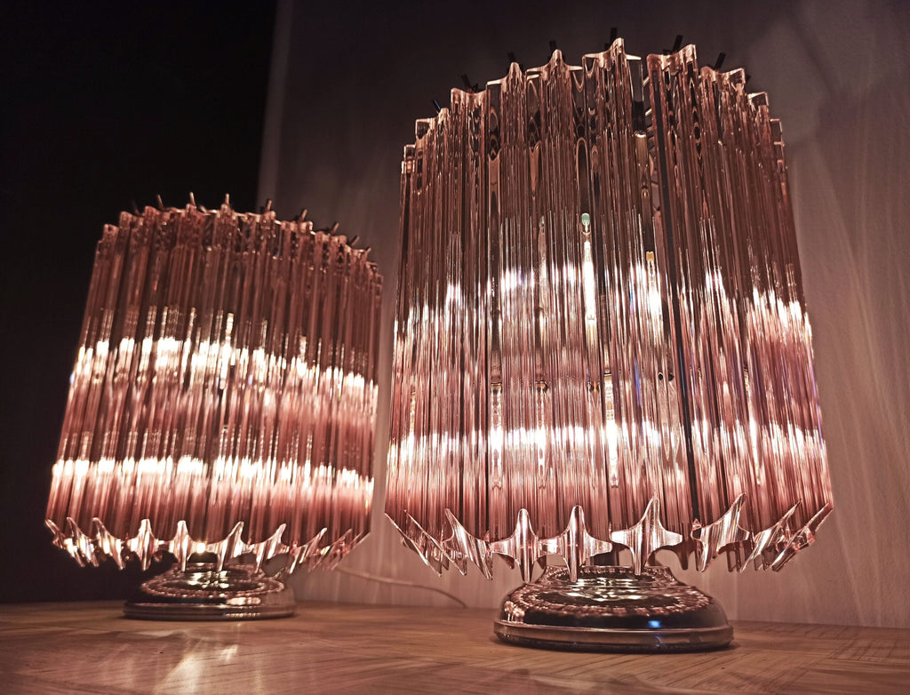 Murano Table Lamp | 24 Pink Prism Glass | Set of 2