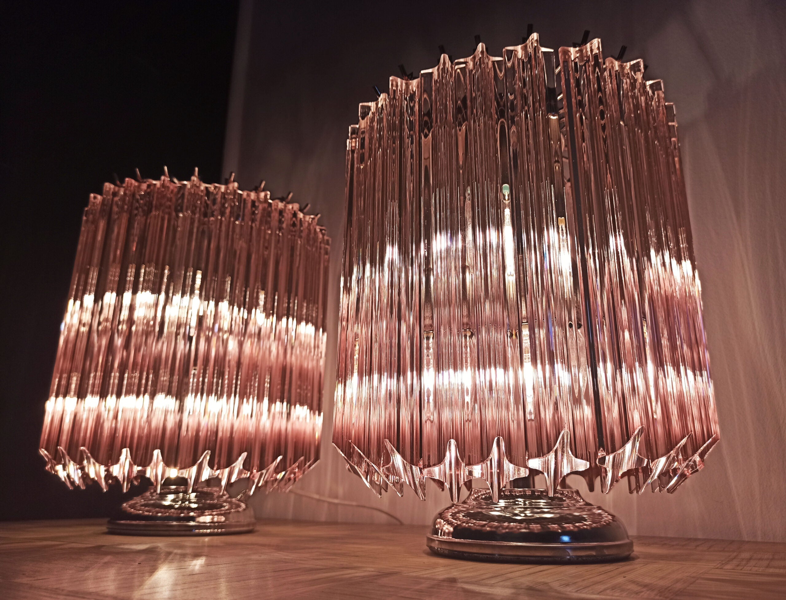 Murano Table Lamp | 24 Pink Prism Glass | Set of 2