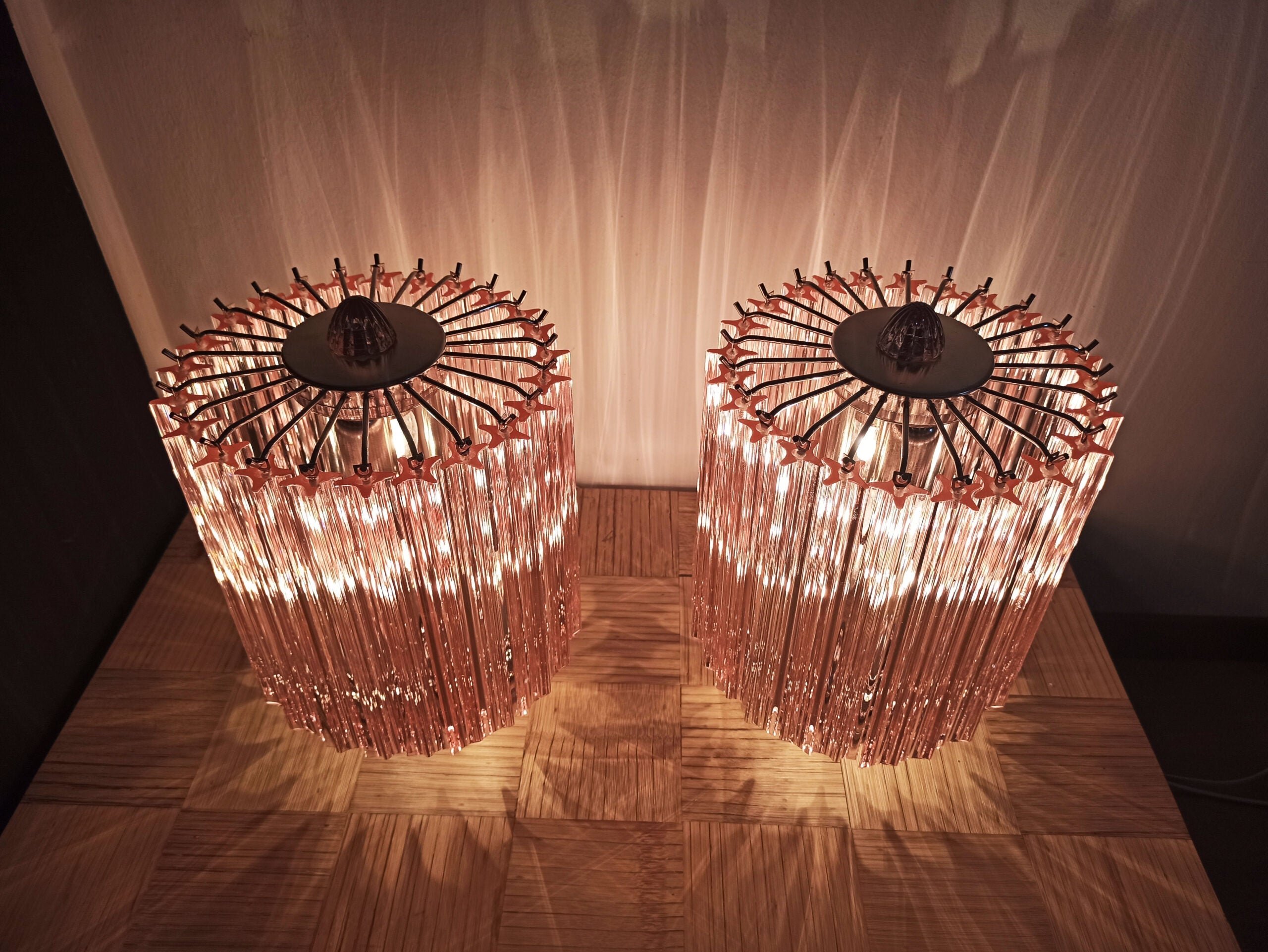 Murano Table Lamp | 24 Pink Prism Glass | Set of 2