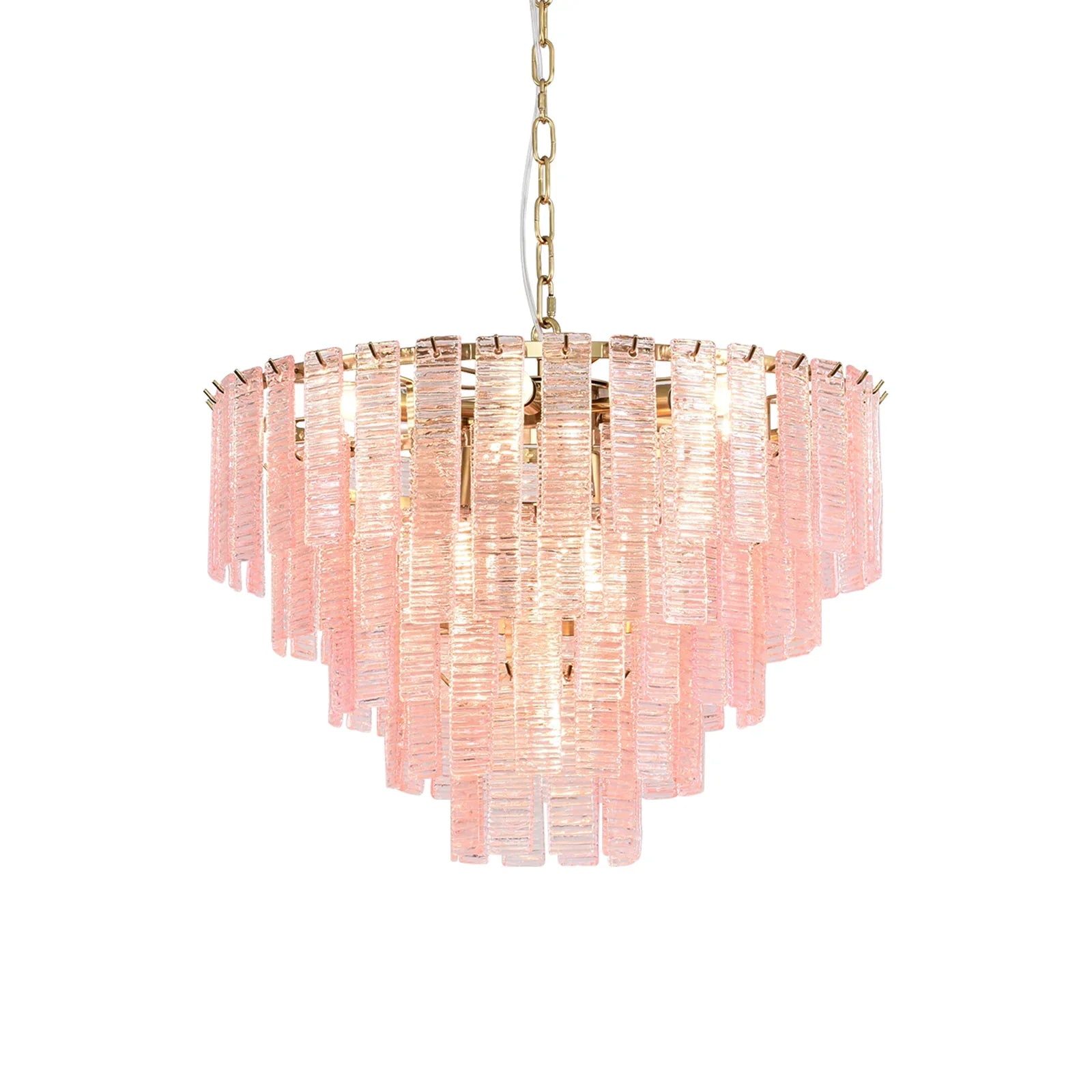 Pink Ridged Glass Rectangle Chandelier product image