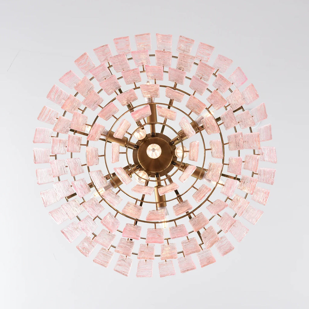 Pink Ridged Glass Rectangle Chandelier product image