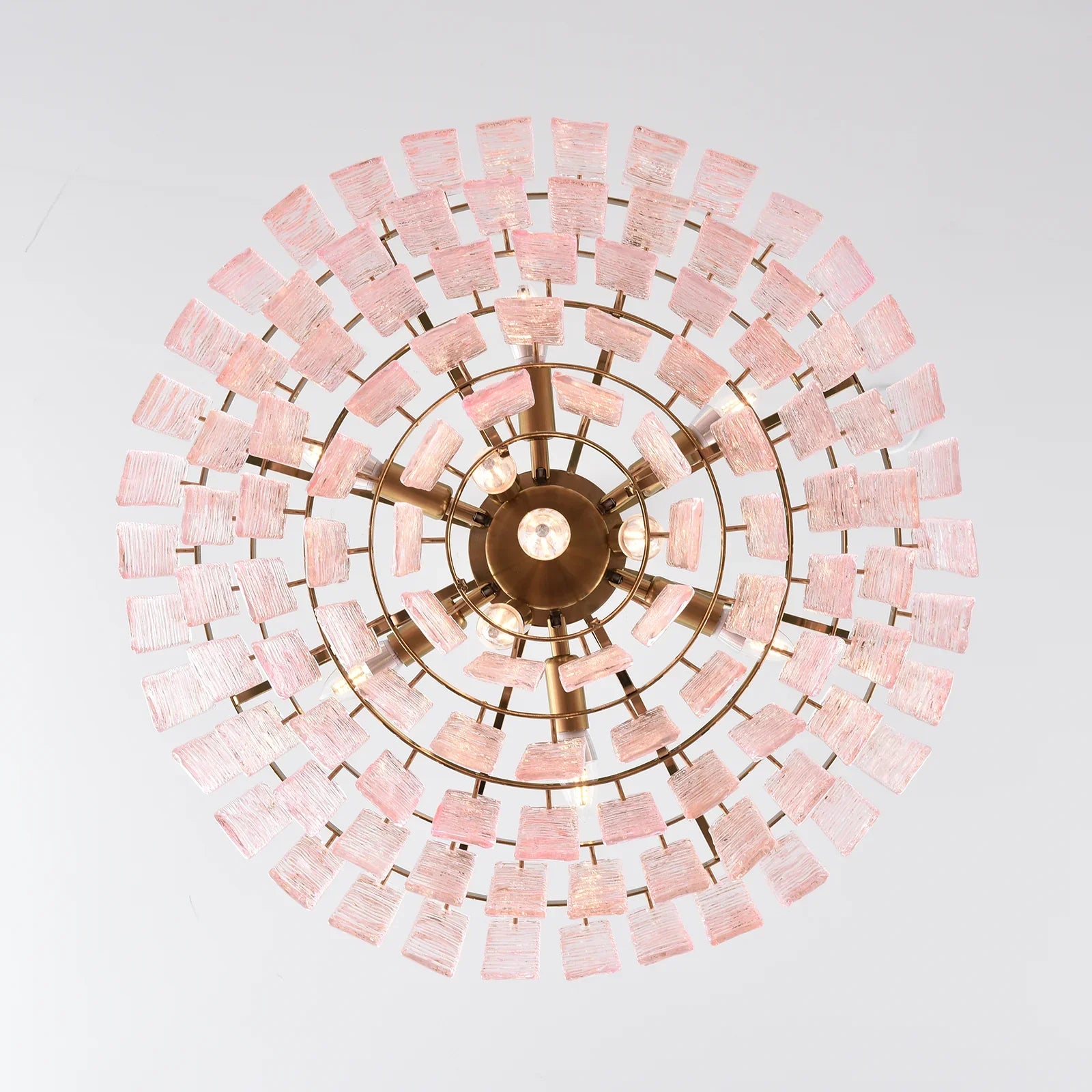 Pink Ridged Glass Rectangle Chandelier product image