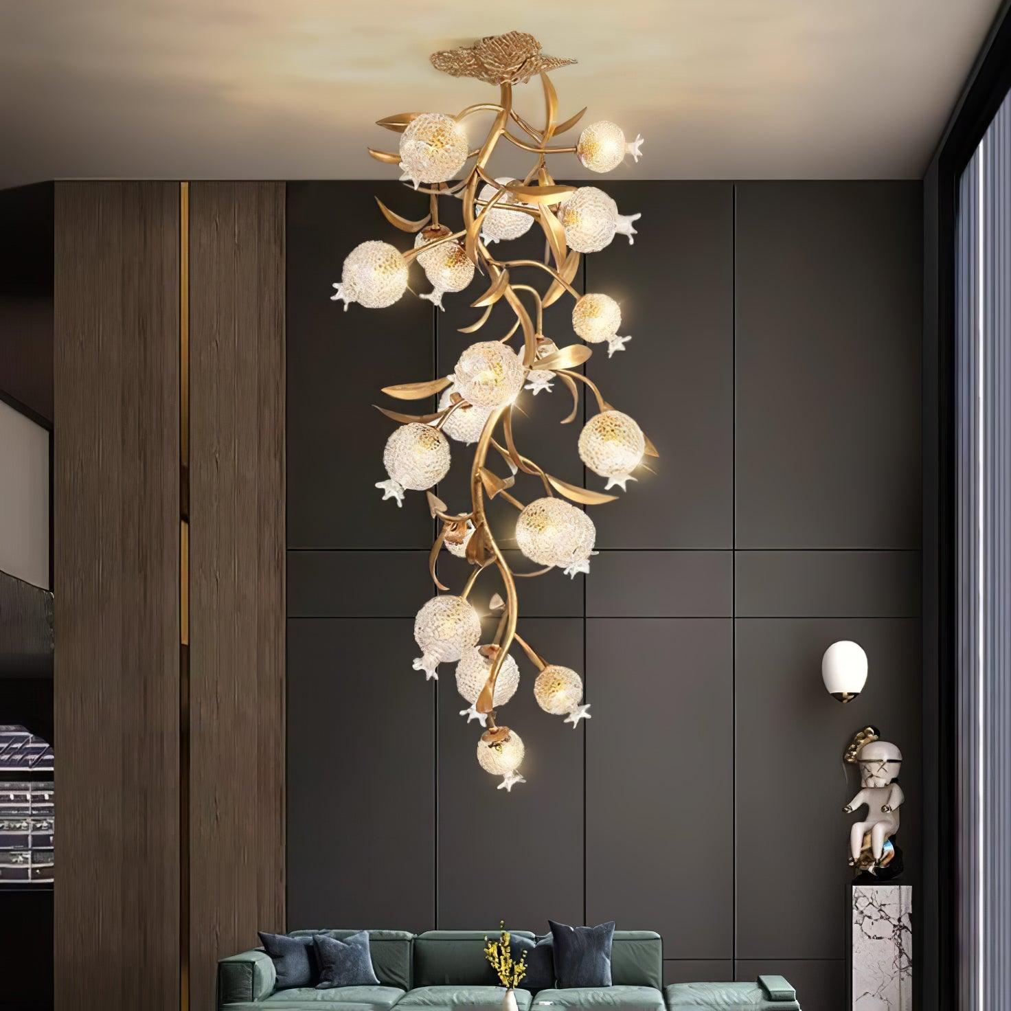 Pomegranate Brass Branch Chandelier by Bling Lighting Studio