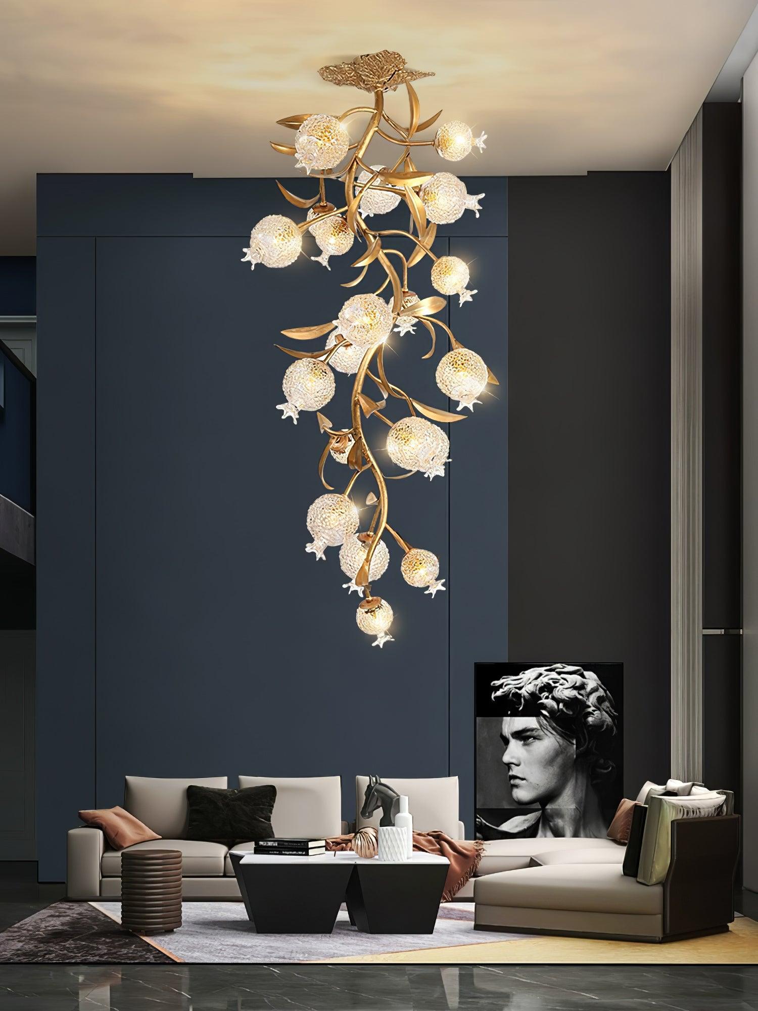 Pomegranate Brass Branch Chandelier by Bling Lighting Studio