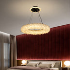 Cervine Quartz Stone Primary Crystal Halo Chandelier by Bling Lighting Studio