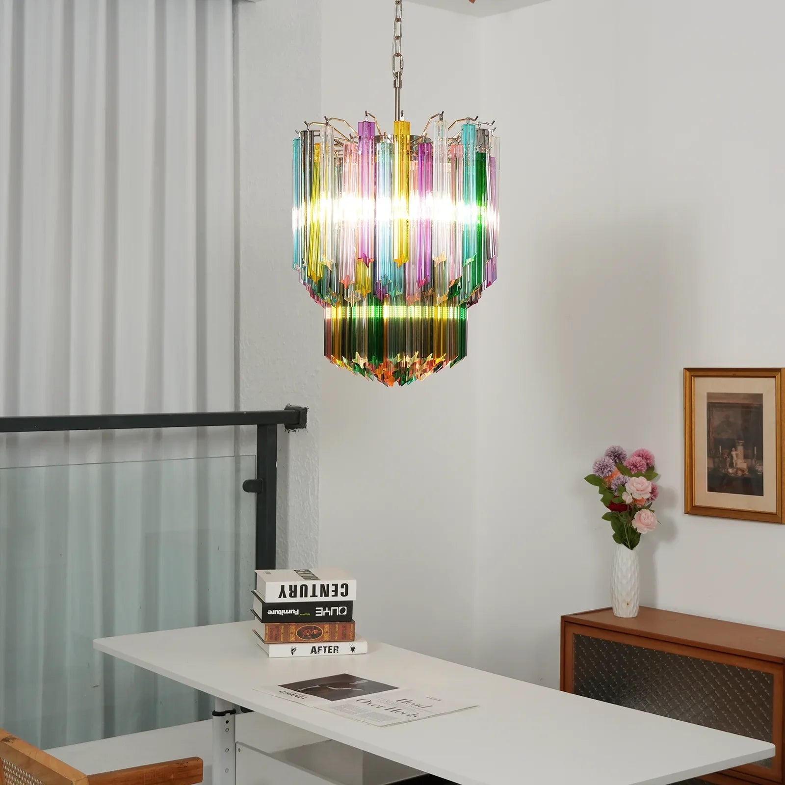 Prismatic Murano Colorful Chandelier detail view