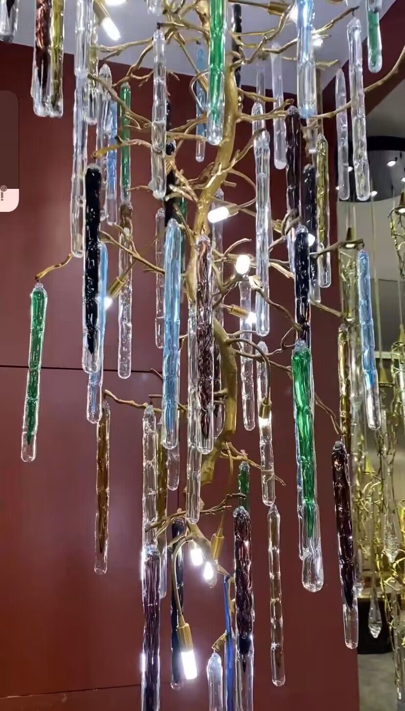 Verdant Crystal Colored Branch Column Chandelier by Bling Lighting Studio