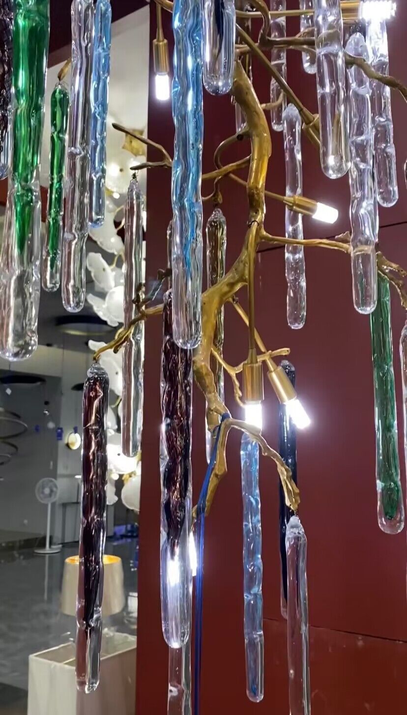 Verdant Crystal Colored Branch Column Chandelier by Bling Lighting Studio