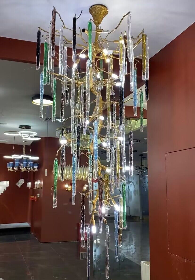 Verdant Crystal Colored Branch Column Chandelier by Bling Lighting Studio