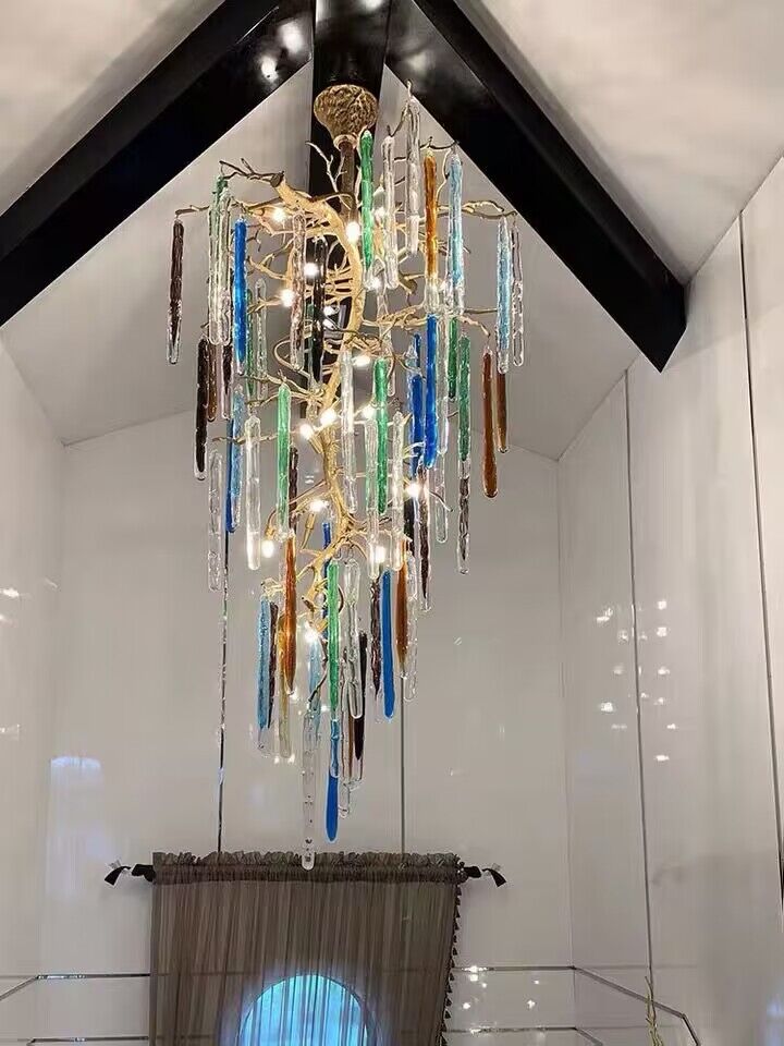 Verdant Crystal Colored Branch Column Chandelier by Bling Lighting Studio