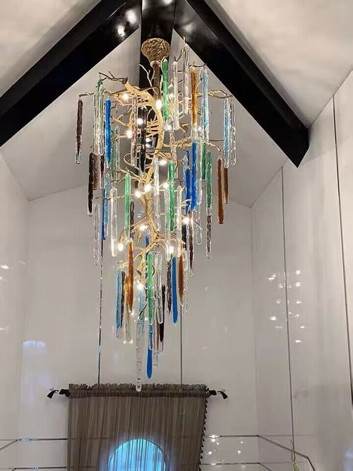 Verdant Crystal Colored Branch Column Chandelier by Bling Lighting Studio