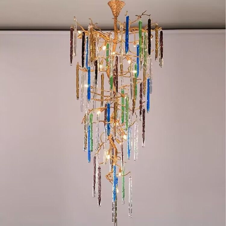 Verdant Crystal Colored Branch Column Chandelier by Bling Lighting Studio