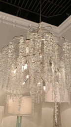 Light Luxury Silver Flower Branch Chandelier with Icicle Details by Bling Lighting Studio