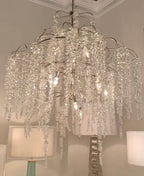 Light Luxury Silver Flower Branch Chandelier with Icicle Details by Bling Lighting Studio