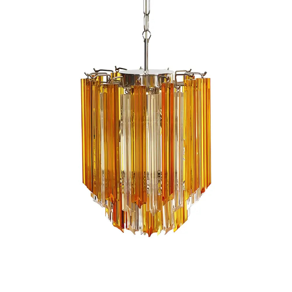 Quadriedri Murano Prisms Amber Transparent Chandelier by Bling Lighting Studio