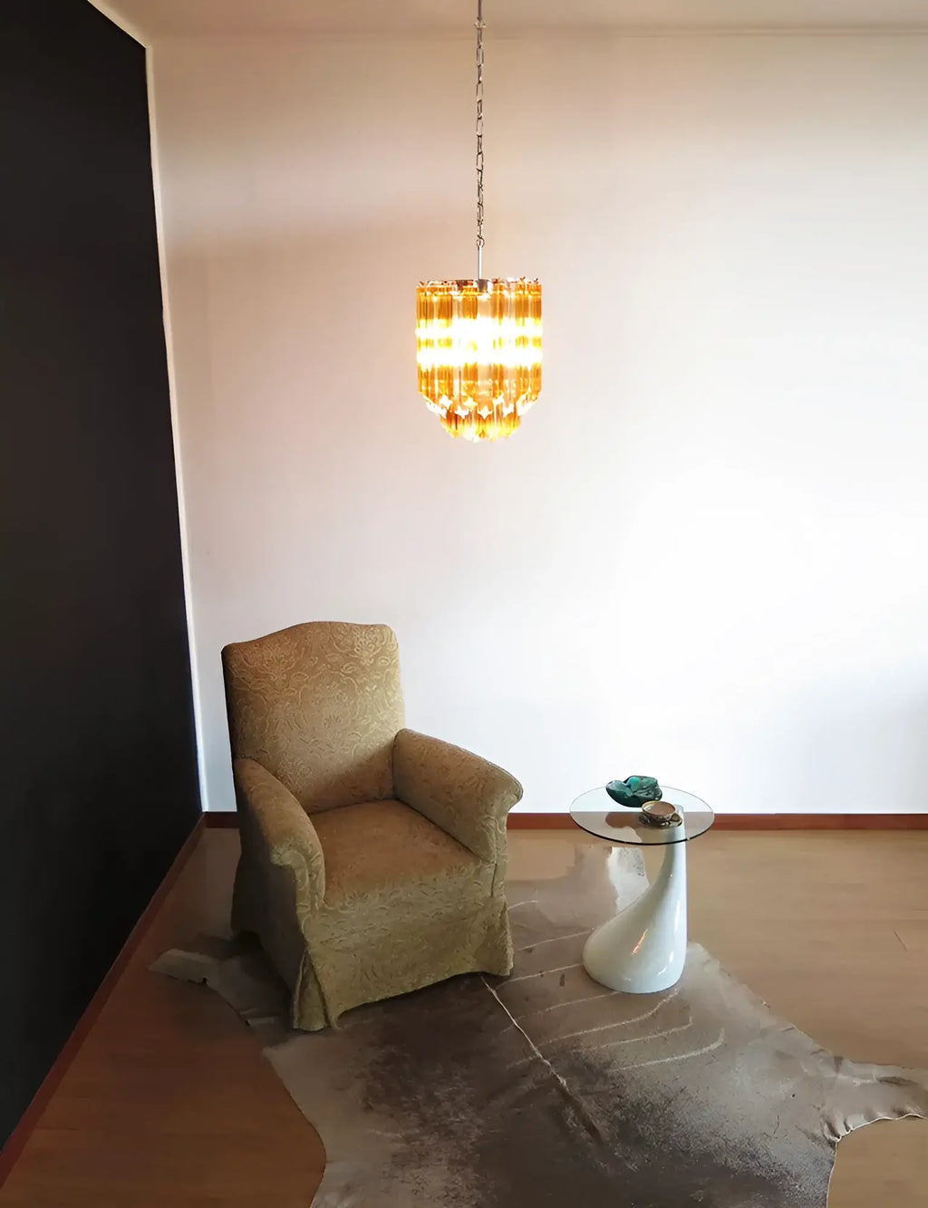 Quadriedri Murano Prisms Amber Transparent Chandelier material and finish detail