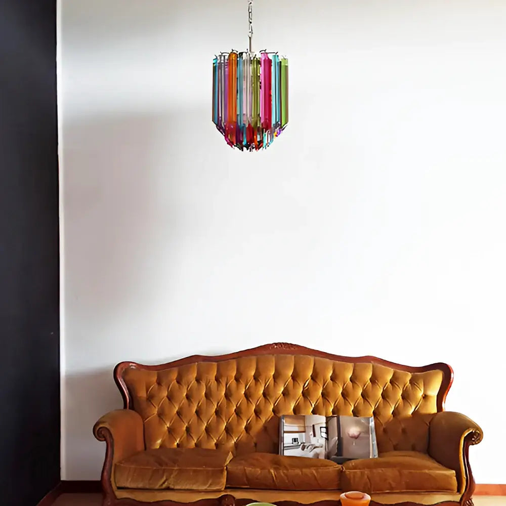 Quadriedri Murano Prisms Multicolored Chandelier detail view