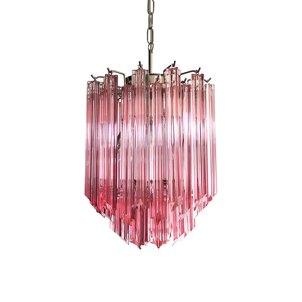 Quadriedri Murano Prisms Pink Chandelier by Bling Lighting Studio