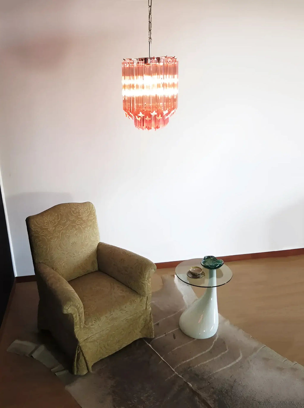 Quadriedri Murano Prisms Pink Chandelier material and finish detail