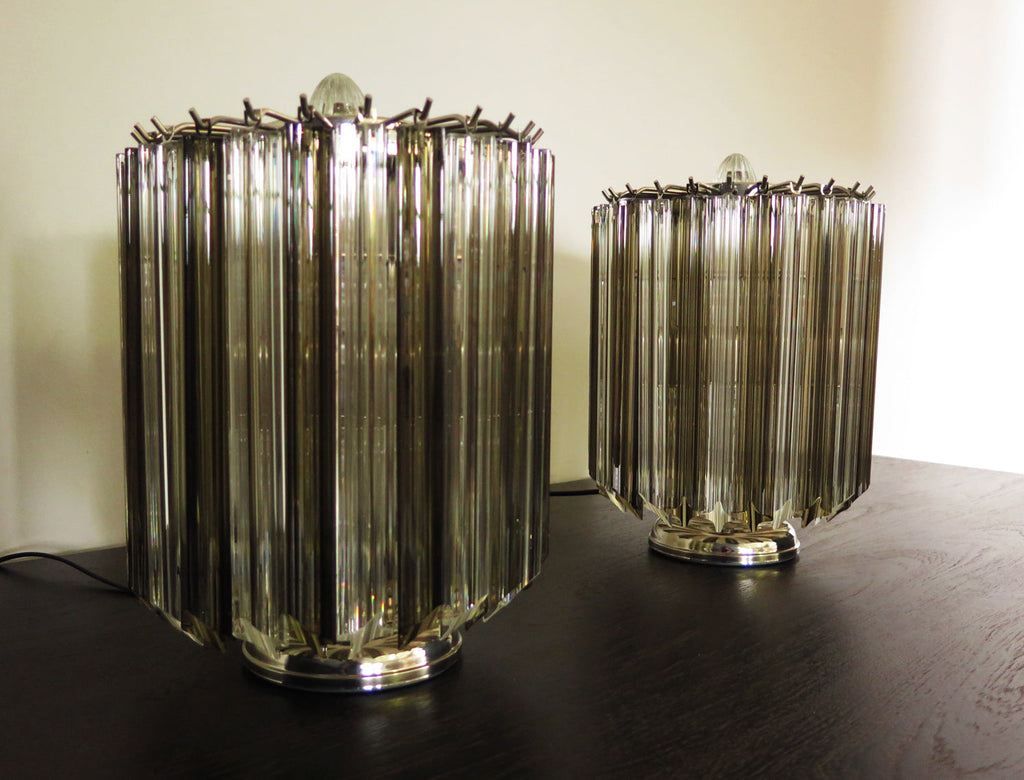 Murano Table Lamp | 24 Clear Smoked Prism Glass | Set of 2