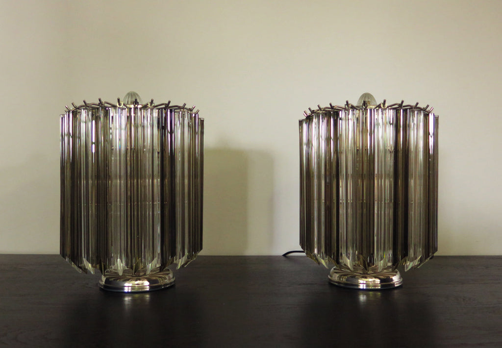 Murano Table Lamp | 24 Clear Smoked Prism Glass | Set of 2