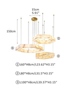 LED Hexagon Marble Pendant Lamp | Double/Triple Ring Design