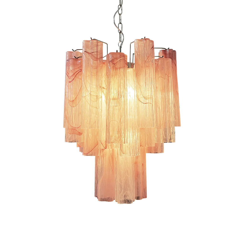Red Murano Glass Tube Chandelier by Bling Lighting Studio