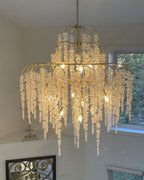 Light Luxury Silver Flower Branch Chandelier with Icicle Details by Bling Lighting Studio