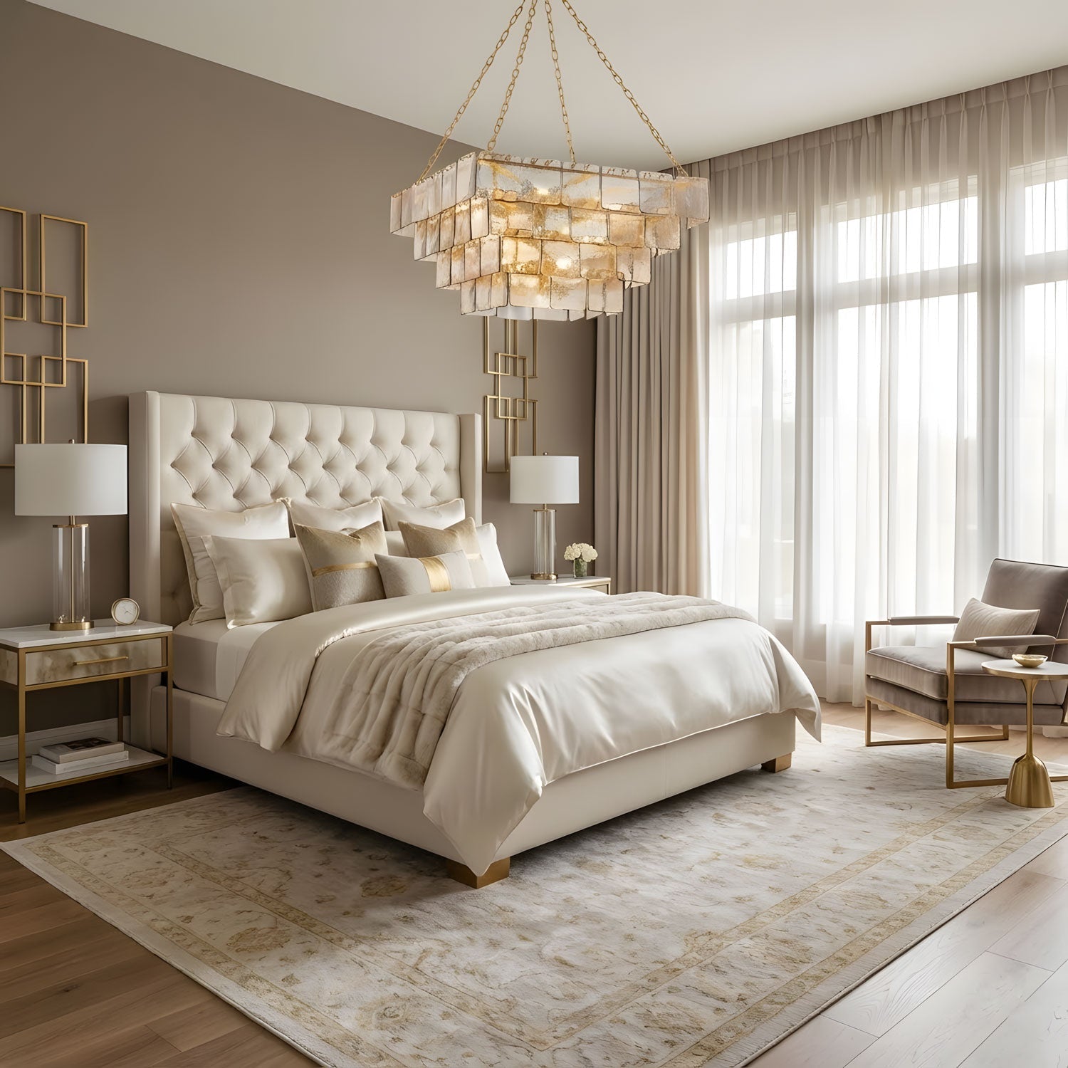 Sophisticated Tiered Chain Suspended Chandelier material and finish detail
