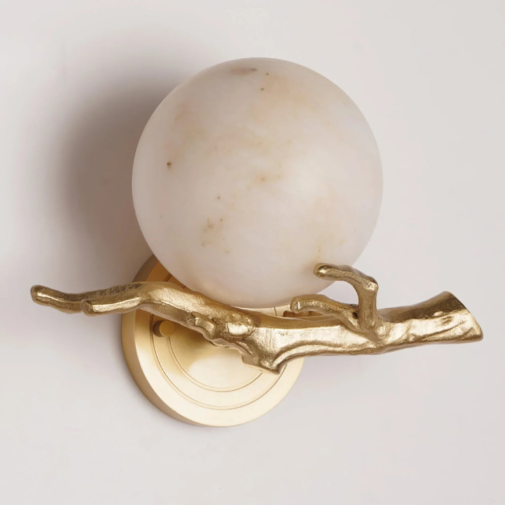Retro Twigs Round Alabaster Branch Wall Lamp by Bling Lighting Studio