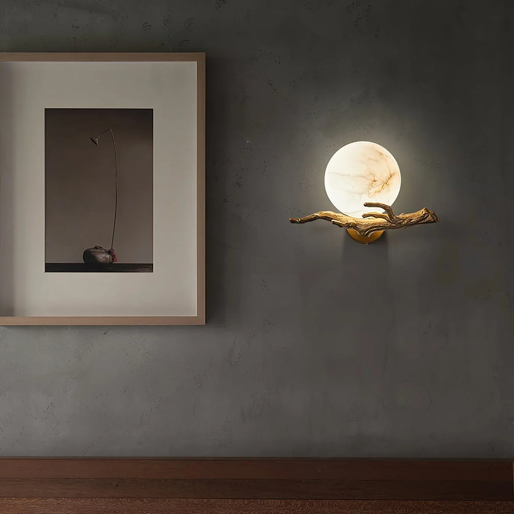 Retro Twigs Round Alabaster Branch Wall Lamp product image