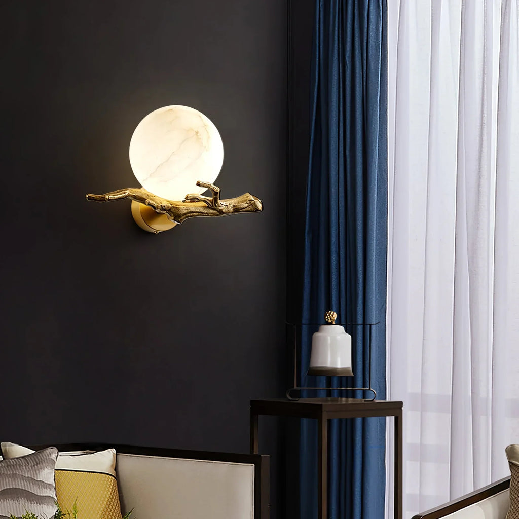 Retro Twigs Round Alabaster Branch Wall Lamp product image
