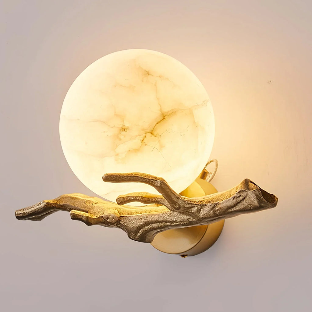 Retro Twigs Round Alabaster Branch Wall Lamp product image
