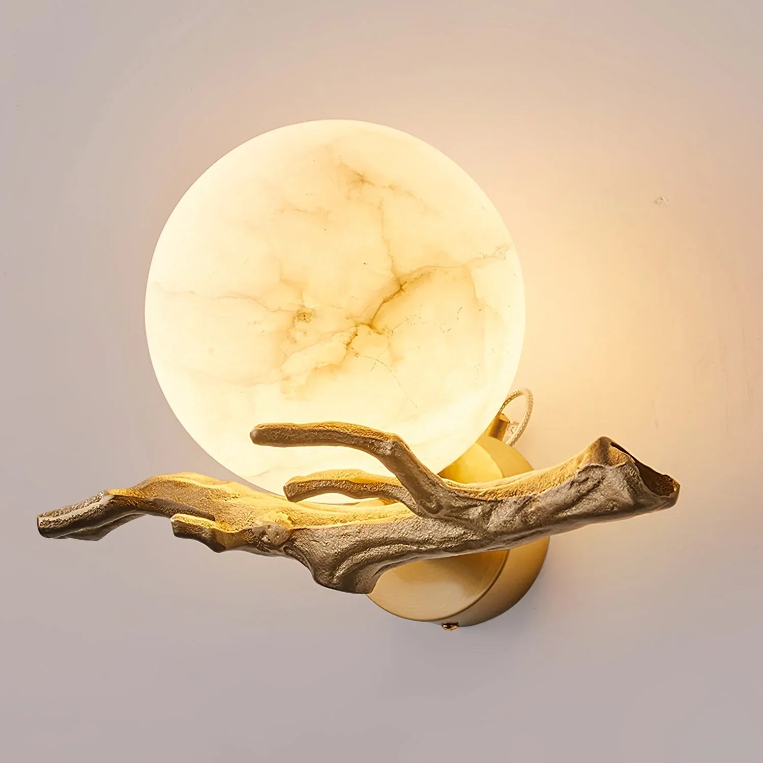 Retro Twigs Round Alabaster Branch Wall Lamp product image