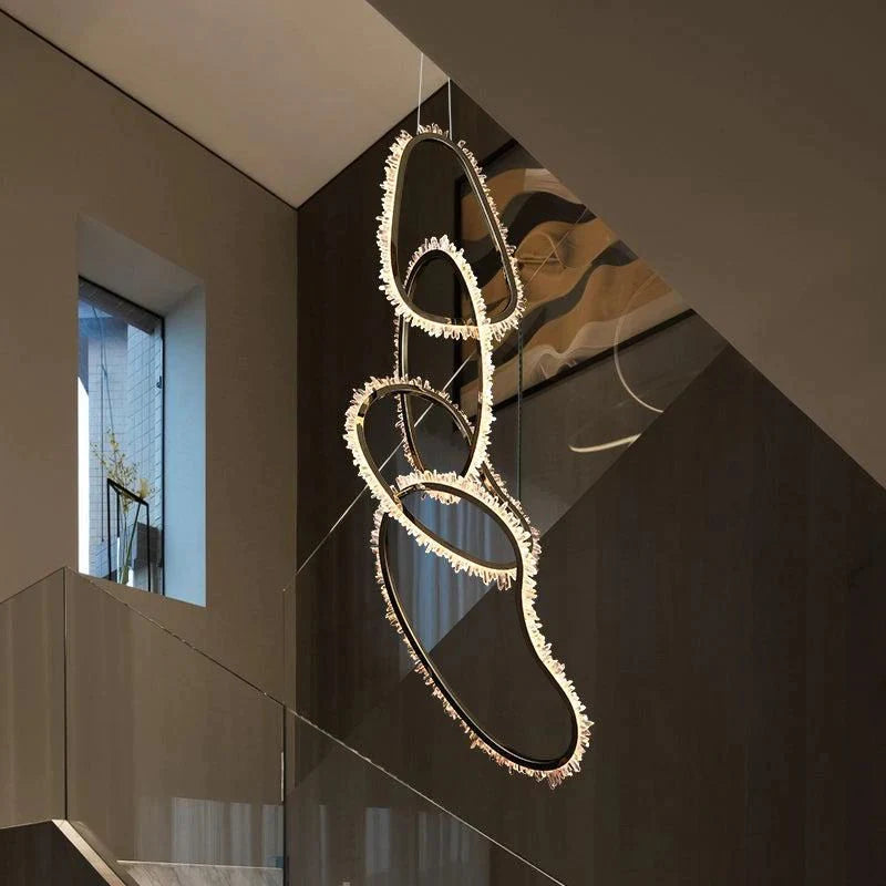 Kevyn Modern Rock Crystal Irregular Living Room Chandelier, Staircase Chandelier by Bling Lighting Studio
