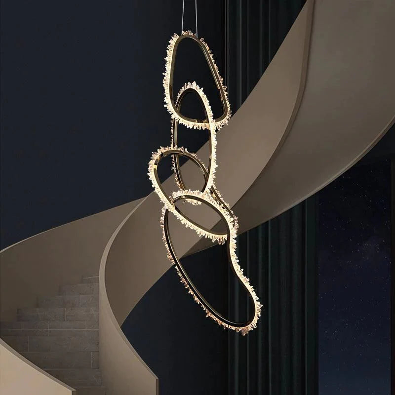 Kevyn Modern Rock Crystal Irregular Living Room Chandelier, Staircase Chandelier by Bling Lighting Studio