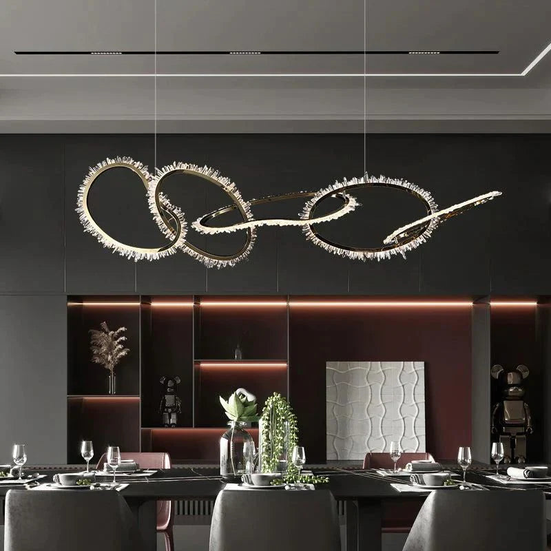 Kevyn Modern Rock Crystal Irregular Living Room Chandelier, Staircase Chandelier by Bling Lighting Studio