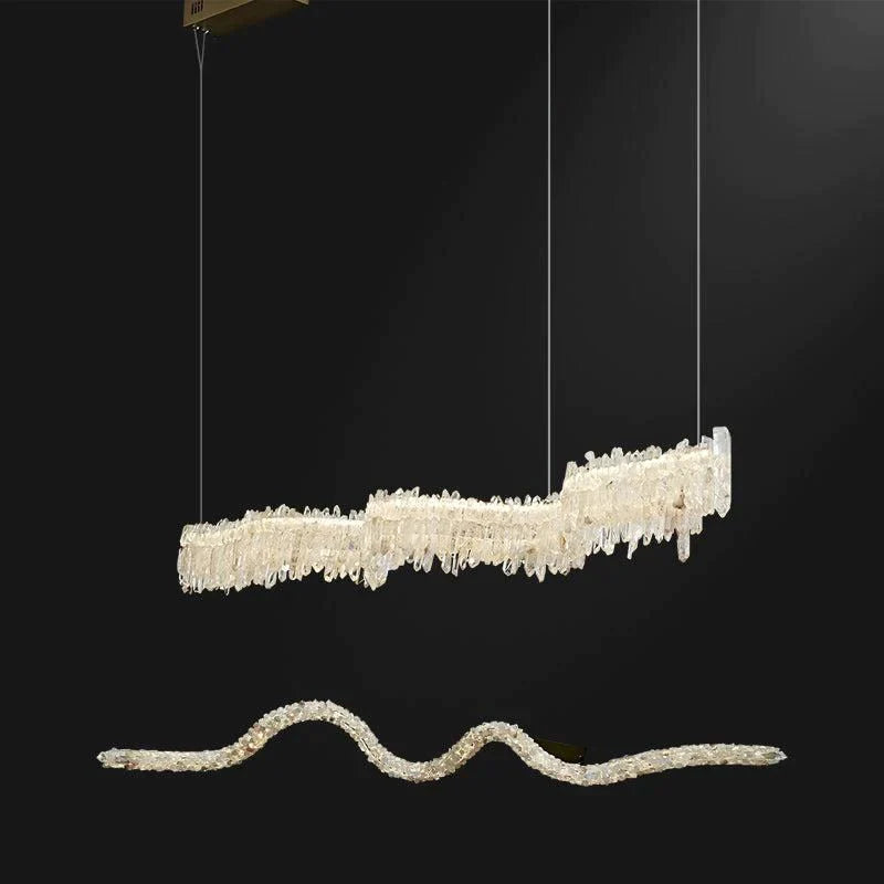 Patton Modern Rock Crystal Linear Chandelier,Island Chandelier by Bling Lighting Studio