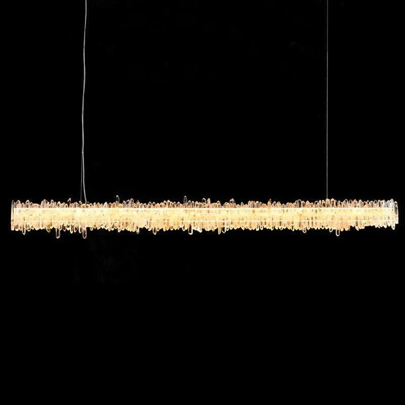 Patton Modern Rock Crystal Linear Chandelier,Island Chandelier by Bling Lighting Studio