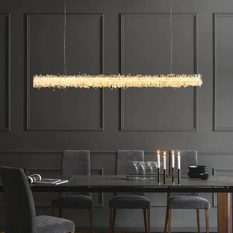Patton Modern Rock Crystal Linear Chandelier,Island Chandelier by Bling Lighting Studio