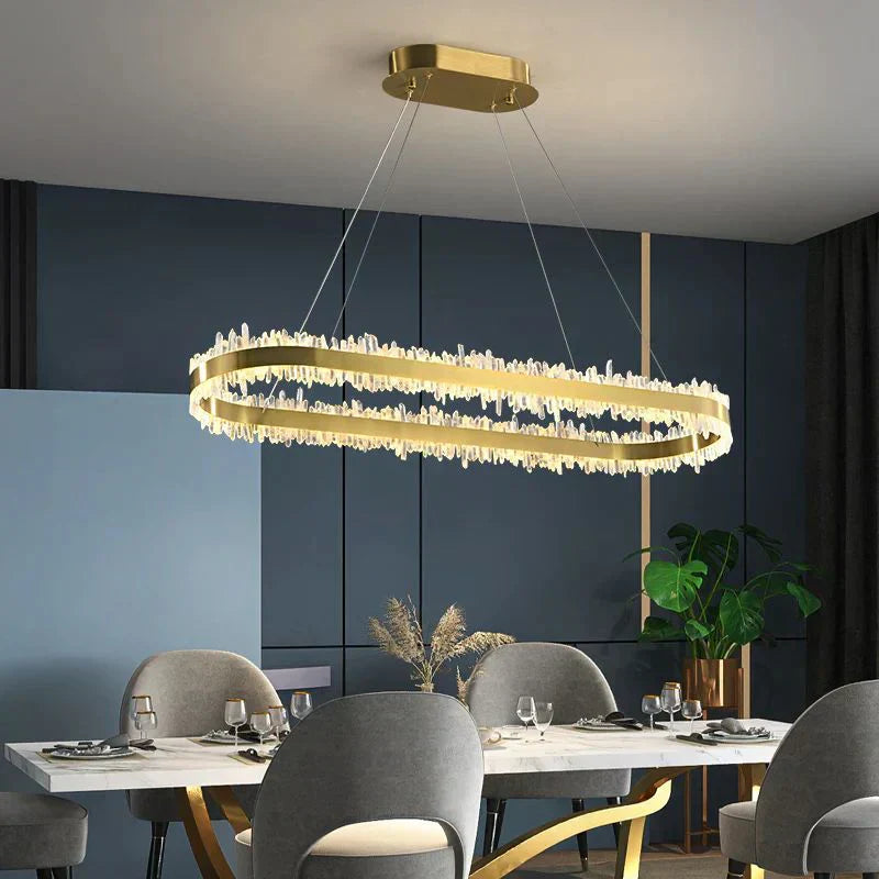 Modern 47 Inch Linear Chandelier Modern Quartz Crystal Chandelier for Dining Room detail view