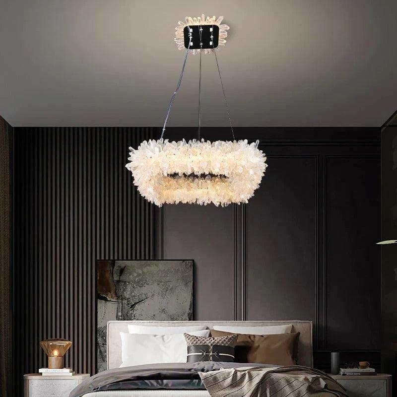 Rock Quartz Crystal Square Modern Chandelier by Bling Lighting Studio