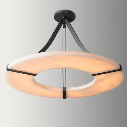 Modern Round Alabaster Chandelier by Bling Lighting Studio