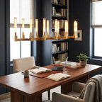 Round Brass Linear Chandelier